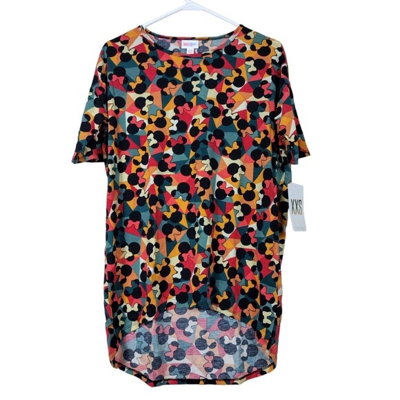 LuLaRoe Tops - LuLaRoe Womens XXS Tunic Shirt Stretch Disney Minnie Mouse Geometric - NEW